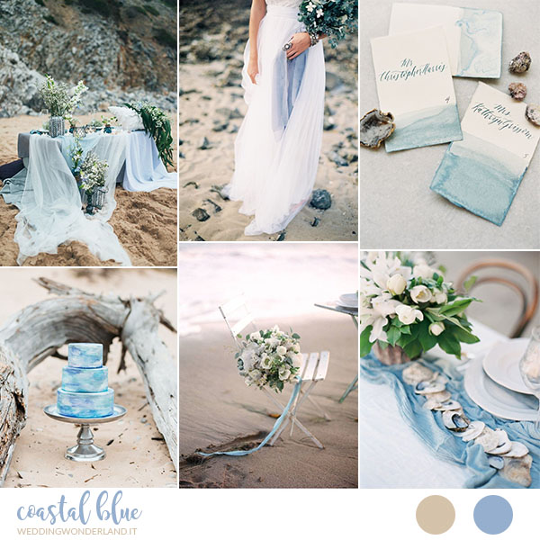 Inspiration board: Matrimonio azzurro e organico sulla spiaggia